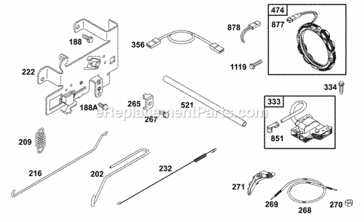 Controls Electrical Diagram and Parts List for 288707-0110-01  Briggs and Stratton Engine